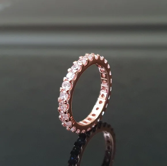 New Trendy Rose Gold Eternity Diamond Ring - Picture 3 of 4